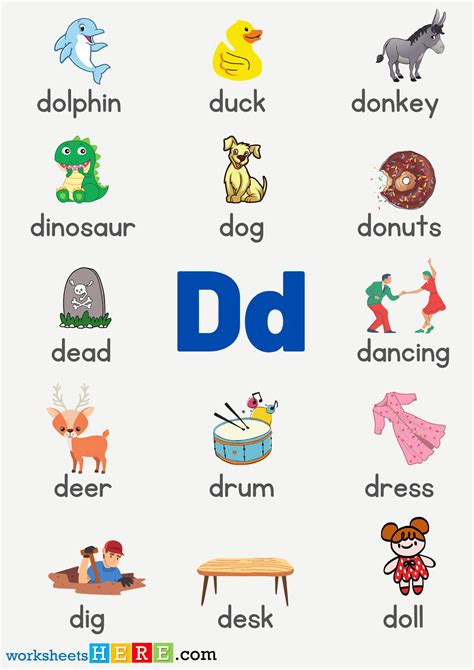 Letter D Vocabulary with Pictures, Alphabet D Words PDF Worksheet For ...