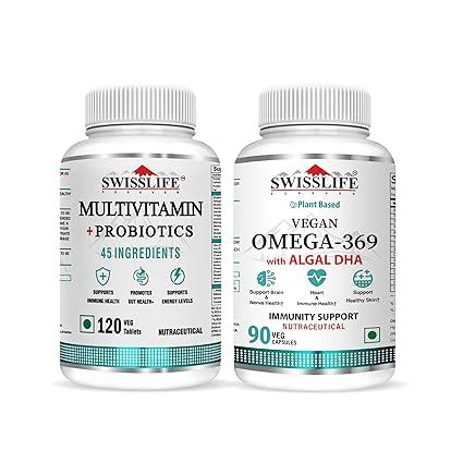 SwissLife Forever combo pack of Multivitamin Probiotics 120 tablets ...
