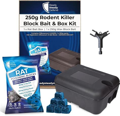 Rodent Killer Block Bait & Box Kit - Includes 500g bait (50 Blocks) and ...