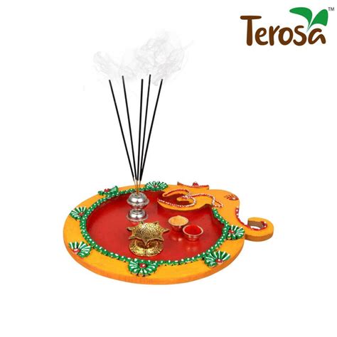 Ganesh OM Pooja Thali Handicraft Wooden | Pooja Needs by Terosa – Brown ...