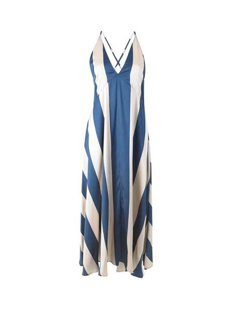 Their Nibs Satin Full Length Striped Night Dress, Navy