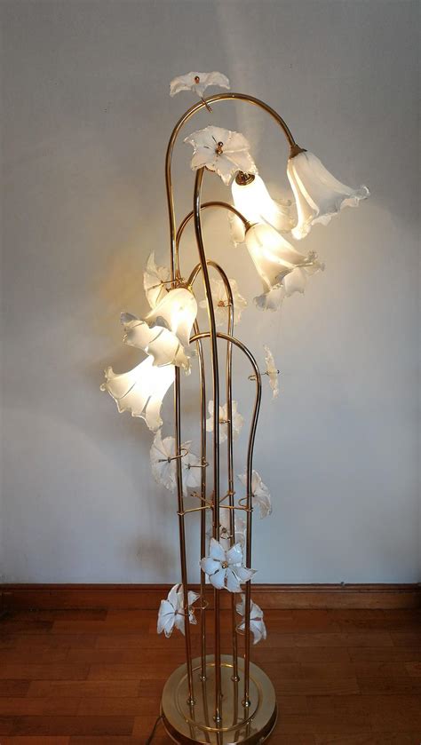 Murano Calla Lily Art Glass &Gilt Brass Flower Bouquet Floor Lamp by ...