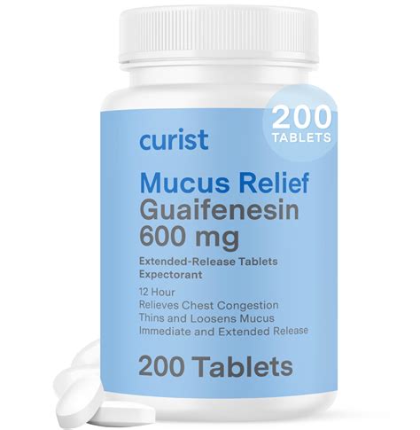 Curist Guaifenesin 600 Mg Extended Release Tablets 200 Dye Free ...