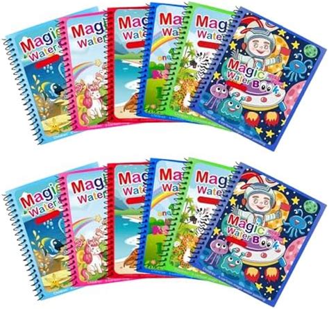 Set of 5 Magic Water Book Reusable Coloring Books with Pen for Kids ...