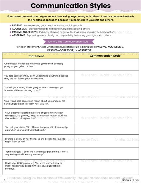 Communication Styles Worksheet 的图像结果