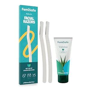 FemiSafe Combo Pack of 2 Unisex Face Razors & Valoisa Aloe Vera Gel ...
