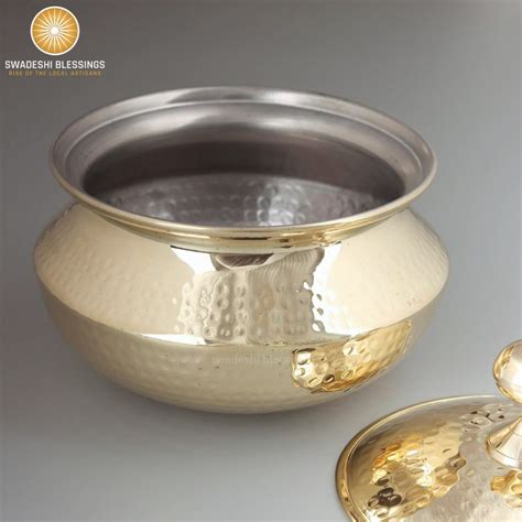 Swadeshi Blessings Exclusive Range Brass Pot for Cooking, with Lid/Tef