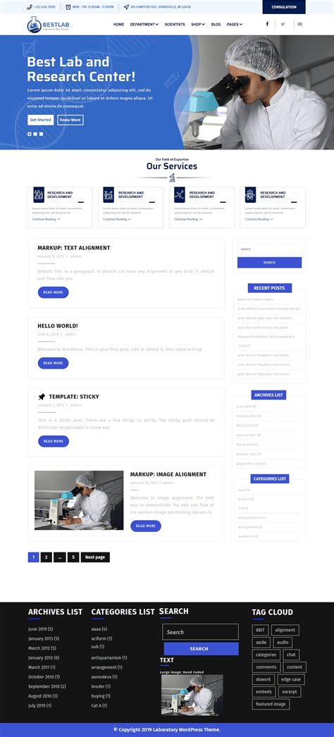 Free Laboratory WordPress Theme For Pathology Labs.