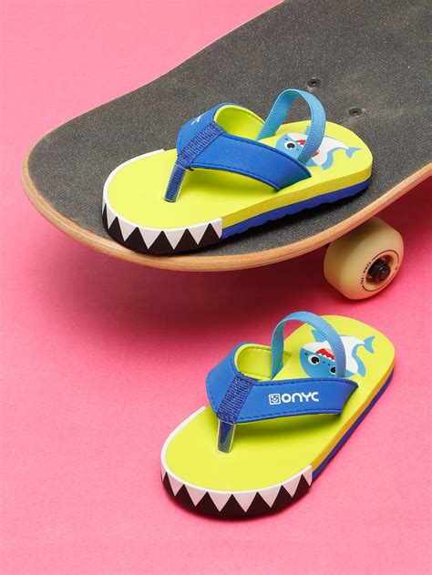 Neon Green Shark Flip-Flops - Adjustable Back Support