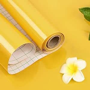 WALLMATE™ Yellow Glossy Wallpaper Peel & Stick Vinyl Contact Paper Self ...