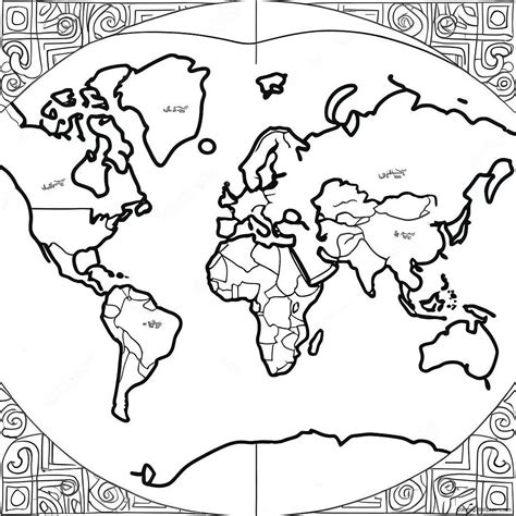 World Map Coloring Page (9670-7783)