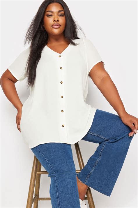 YOURS Plus Size White Button Front Blouse | Yours Clothing