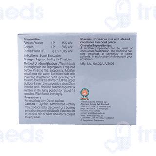 Eleesa Glycerin Adult Size Suppository 10 - Uses, Side Effects, Dosage ...