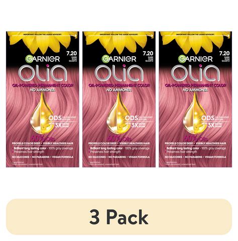 (3 pack) Garnier Olia Oil Powered Permanent Hair Color, 7.20 Dark Rose ...