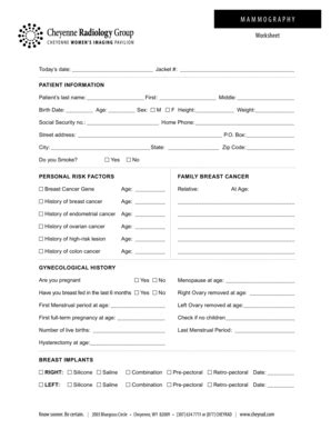 Fillable Online Mammography Worksheet Fax Email Print - pdfFiller