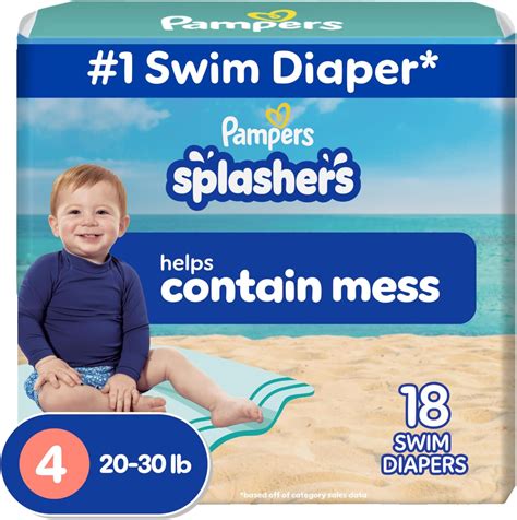 Amazon.com: Pampers Splashers Swim Diapers - Size M, 18 Count, Gap-Free ...