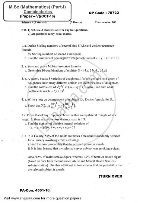 Combinatorics 2016-2017 MA Mathematics (IDOL) (Correspondence) Part 1 ...