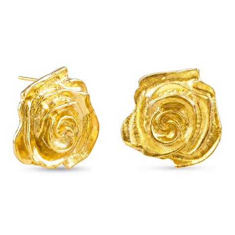 PRAO Earrings Anti-Tarnish Golden Rose Beautiful Studs