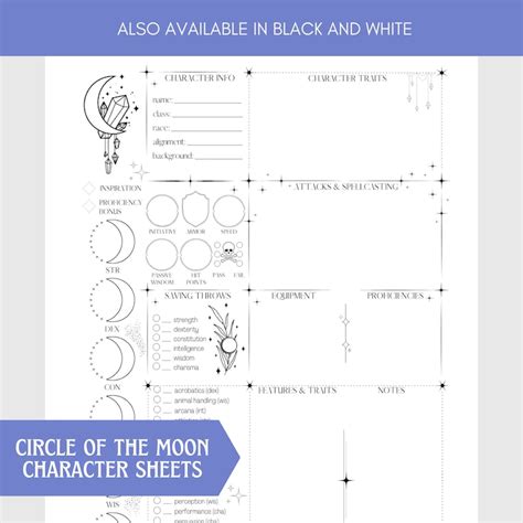 Buy Dnd 5e Character Sheet: Circle of the Moon Druid Fillable PDF ...
