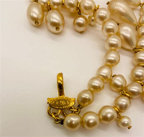 Vintage Chanel Faux Pearl Multi-Strand Necklace For Sale at 1stDibs