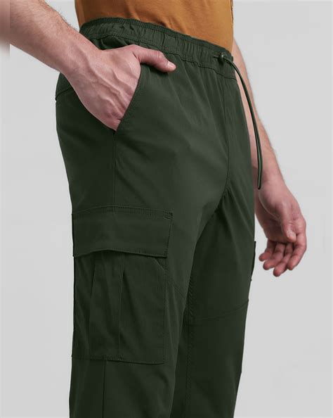 Olive Mid Rise Nylon Pants