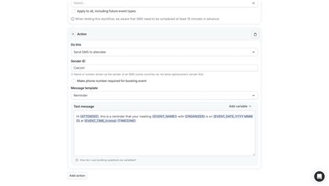 SMS Workflows for Automated SMS Notifications | Cal.com ...