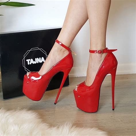 Black Peep Toe Ankle Strap High Heel Platform Shoes – Tajna Club