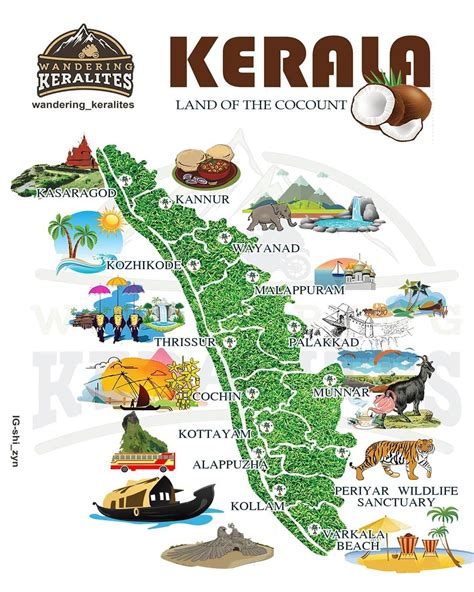 Kerala Tourism Map with Main Attractions