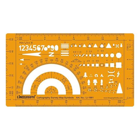 Buy Linograph Cartography Survey Map Symbols Drawing Drafting Template ...