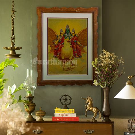 Garud Wahan Vishnu by Ravi Varma - Embellished (Oleograph Print ...