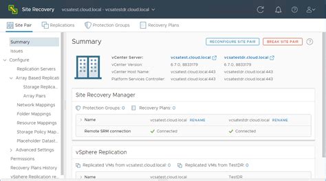 Image result for VMware Site Recovery Manager Interface