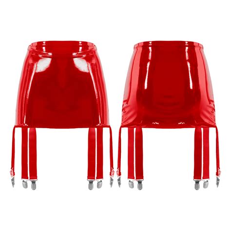 Women Metallic Skirts Suspender Garter Belt for Thigh High Stockings ...