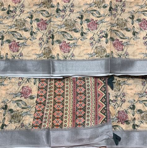 Jute Cotton Saree Biscuit Shade with Thread Border – Kumaran Silk