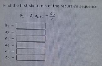 Find First 4 Terms Using Recursive Formula 的图像结果
