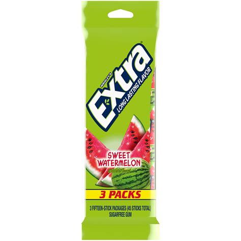 EXTRA Sugar-Free Watermelon Chewing Gum - 45 Count (3 Pack) - Walmart.com