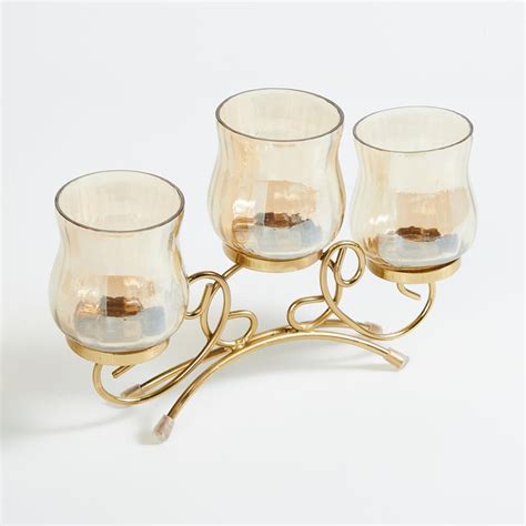 Buy Corsica Fest Set of 3 Glass Candle Holders with Metal Stand from ...