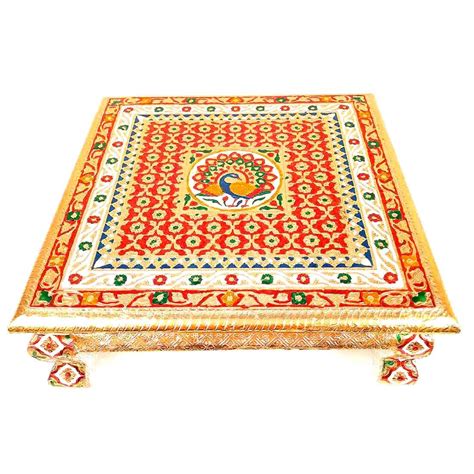 APKAMART Minakari Pooja Chowki | Puja Bajot | Wooden Pooja Chowki - 18 ...