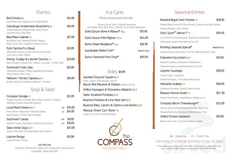 Compass menus in Phoenix, Arizona, United States