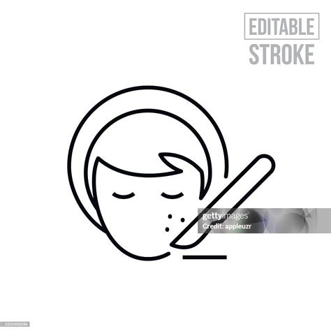 Woman Preparing For Melanoma Surgery On Her Face Thin Line Icon Editable Stroke High-Res Vector ...