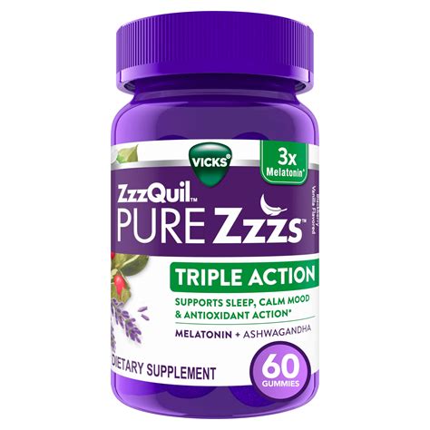 Amazon.com: ZzzQuil PURE Zzzs Triple Action, Melatonin Gummies ...