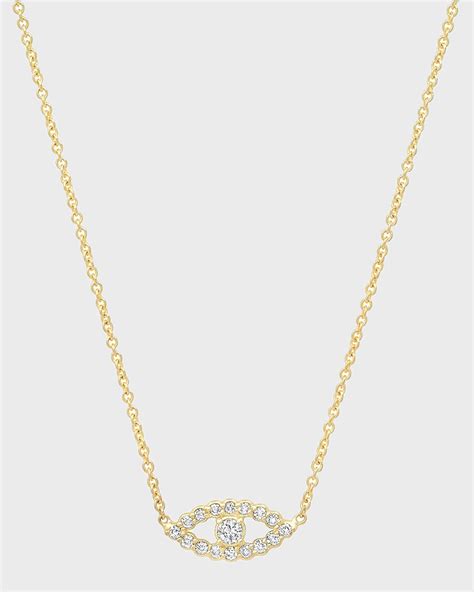 Jennifer Meyer 18k Gold Inlay Diamond Evil Eye Pendant Necklace ...