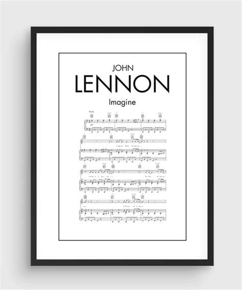 John Lennon Imagine Song Music Notes Poster Black & White