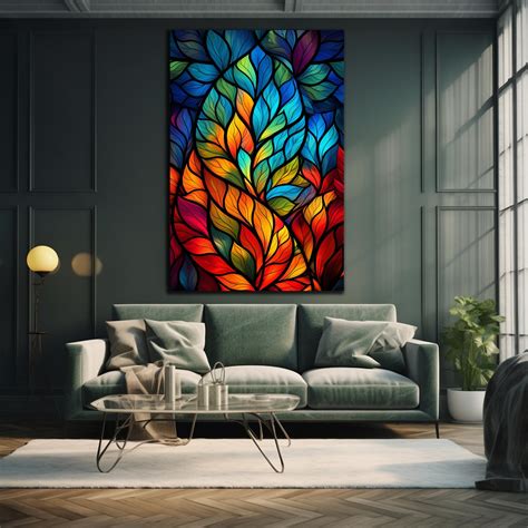 Stained Glass Flower, Tempered Glass Wall Art, Glass Printing, Large ...