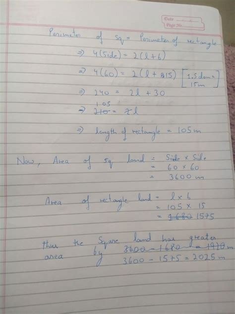 two plots of land have same perimeter one is a square of side 60 M ...