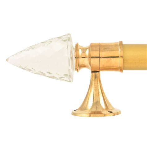 Set Of 2 Transparent Conical Crystal Curtain Pole Finials With Golden ...
