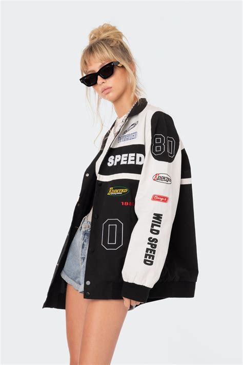 Wild Speed Patch Jacket | Jacket outfit women, Racer jacket outfit ...