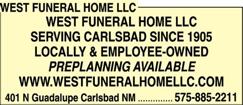 West Funeral Home LLC - Carlsbad, NM | Names and Numbers
