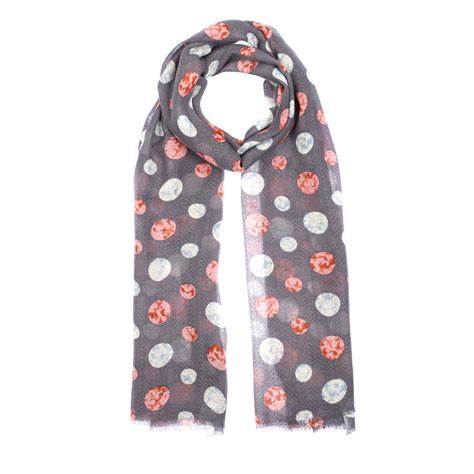 Gray Polka Print Wool Scarf | Ipekevi