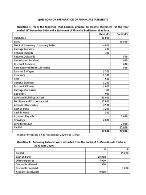 Image result for Financial Statement Questionexample