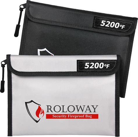 Amazon.com: ROLOWAY Fireproof Bag (9.6 x 6.6 inches) 5200°F Heat ...